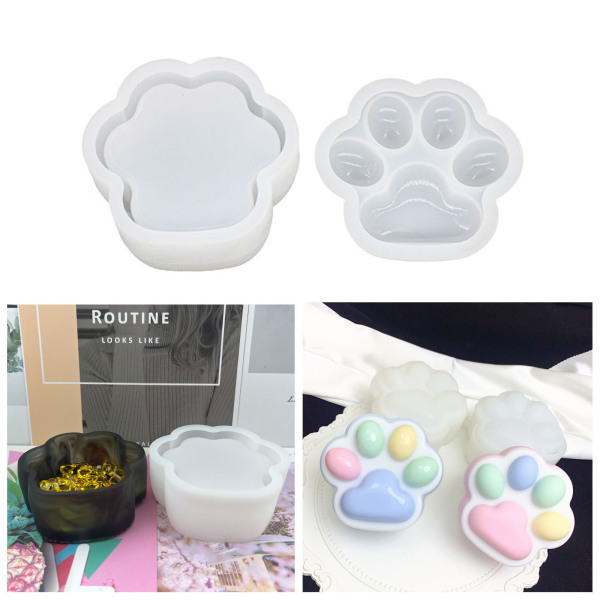 Fat Ya Ya Ya diy Frosted Cat Claw Storage Box Dripping Glue Mold Table Jewelry Storage Box Silicone Mold Amazon
