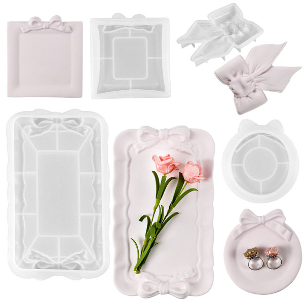 Yixing DIY Glue Mold Tray Bow Lace Ins Jewelry Storage Plate Plaster Mold Ornaments