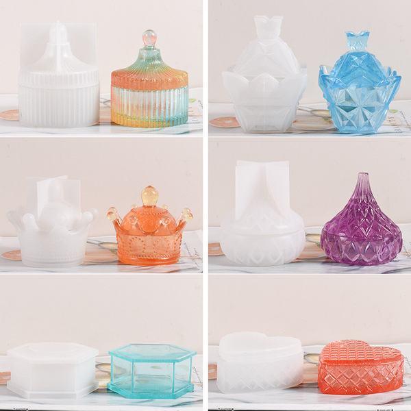 Factory spot diy crystal drop glue jewelry storage tank a set of round stripe drop storage box silicone mold