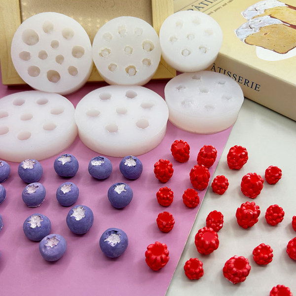 Large and Small Blueberry Raspberry Silicone Mold Fruit Chocolate Fondant Mold DIY Aromatherapy Candle Plaster Mold