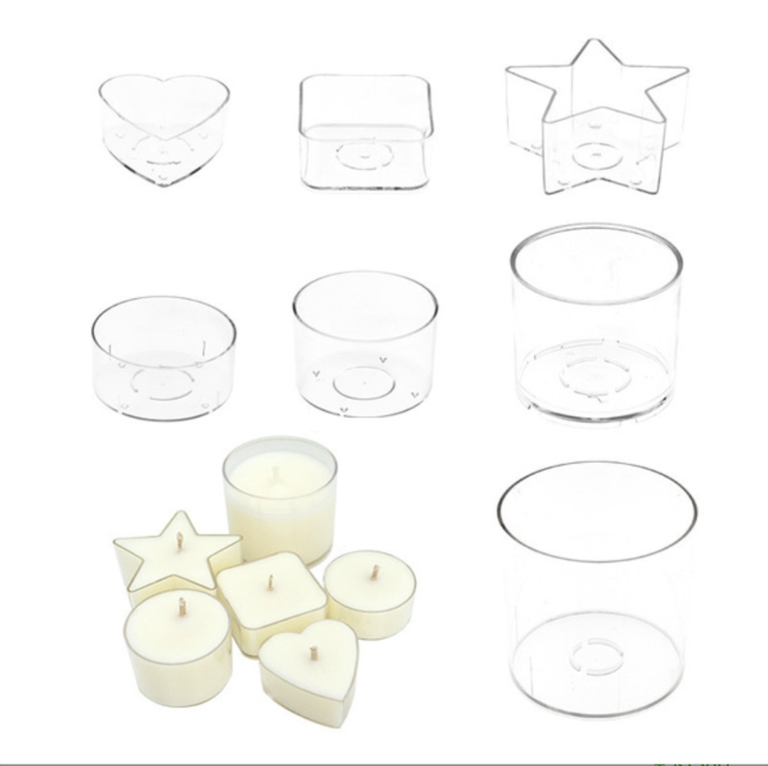 Transparent Heat-Resistant Tealight Holders (Heart, Star, Square, Round Shapes)